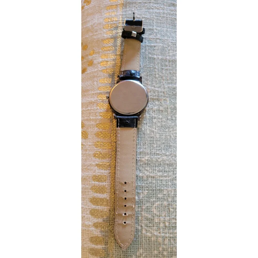 Vintage World Map Watch, Unisex, Black Leather Strap